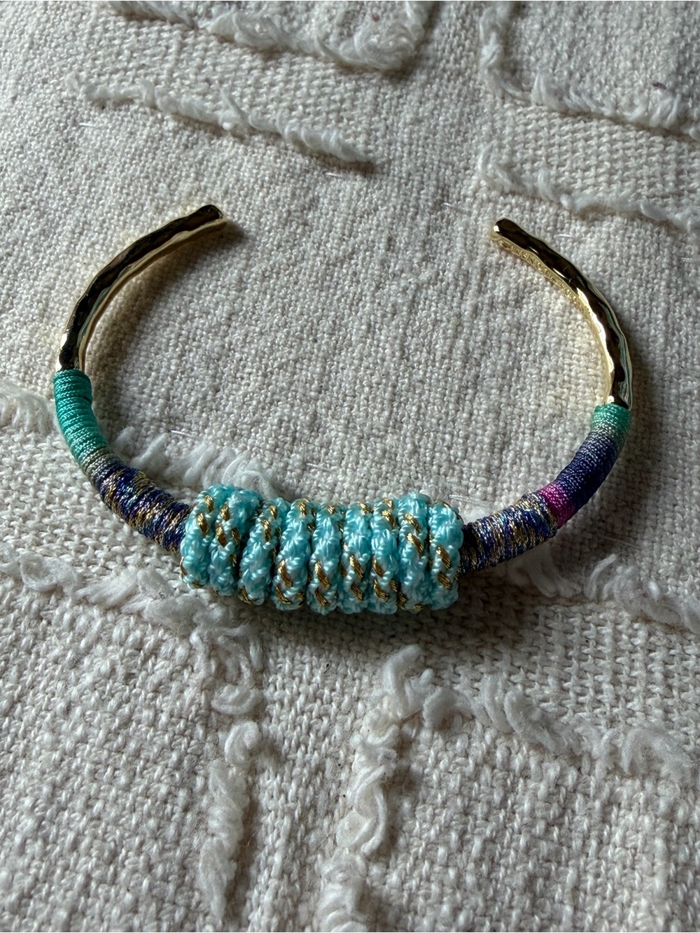 Kendra Scott Masie Turquoise and Gold Wrapped paracord Cuff Bracelet